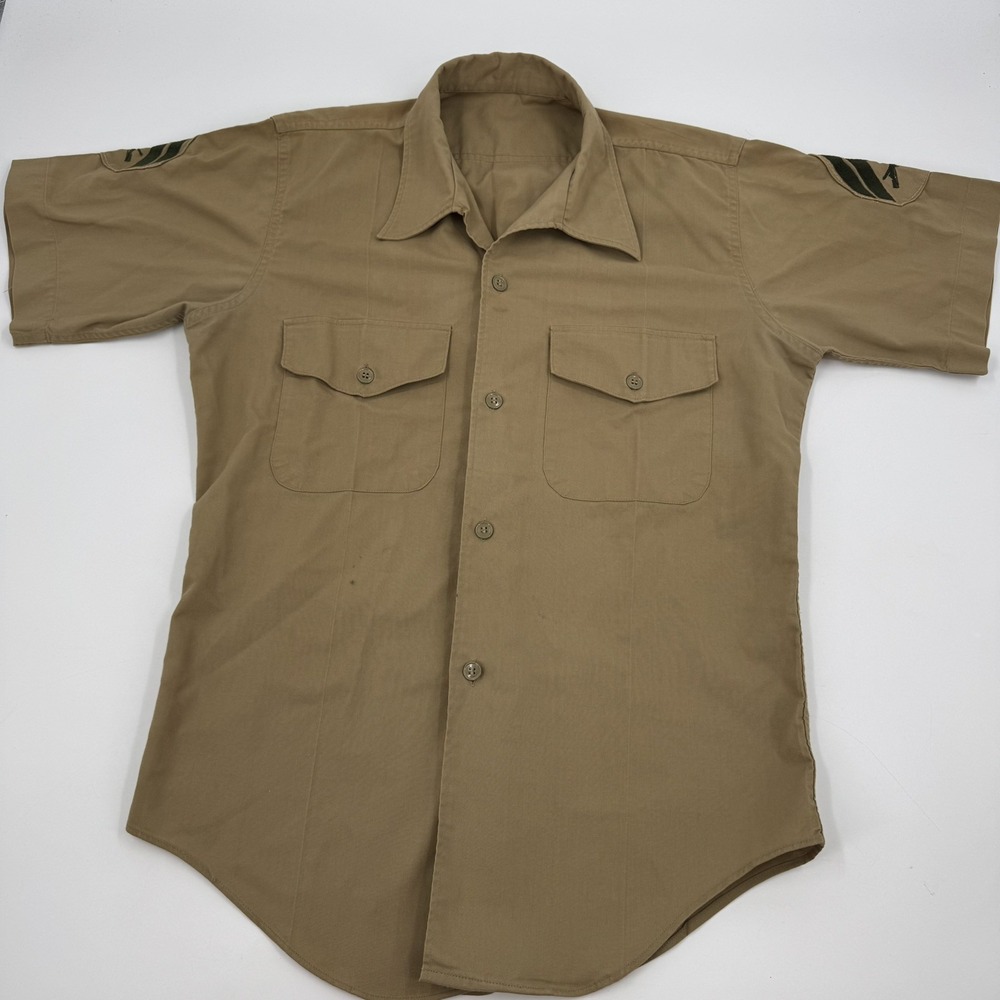 Creighton USMC Marine Corps Mens Large Dacron Wool USA Made Beige Corporal